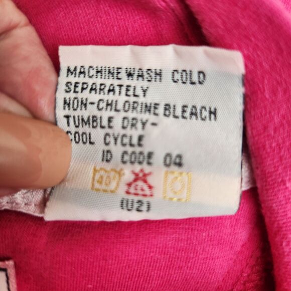 Kate Lord VTG Barbiecore Pink Long Sleeve Top-Crested-Mock Turtle-Y2K Preppy L - Picture 9 of 10